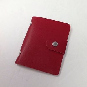 Red Leather Card/Photo Snap Wallet Case